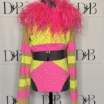 Multi-colored Fringe & Rhinestone Fast Dance Costume (REF-22)