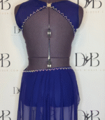 Navy Blue Rhinestone Lyrical Dress with Mesh Skirt – REF 47 2