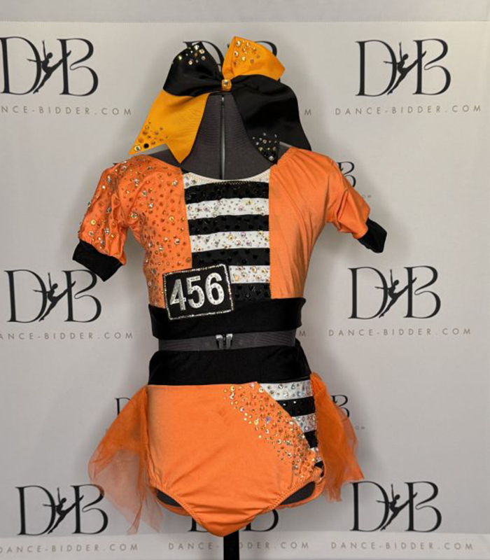 Orange, Black & White “Jailhouse” Jazz Costume (REF-1)