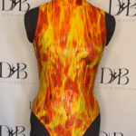 REF 71 Flame Print Mock Neck Leotard